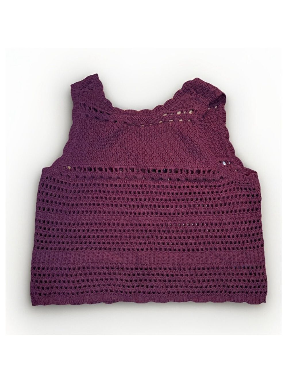 George Burgundy Crochet Tank Top - Small (Runs large)
